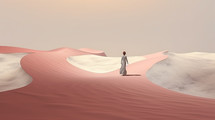 Surreal image of woman choosing a path. 