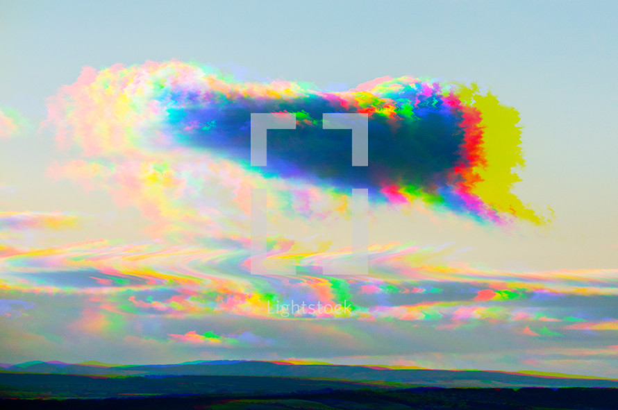 clouds glitch art 
