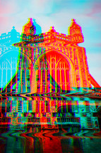 cathedral exterior glitch art 