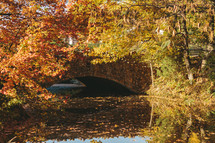 water under a small bridge in the fall 