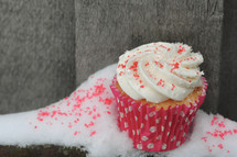 cupcake in snow 