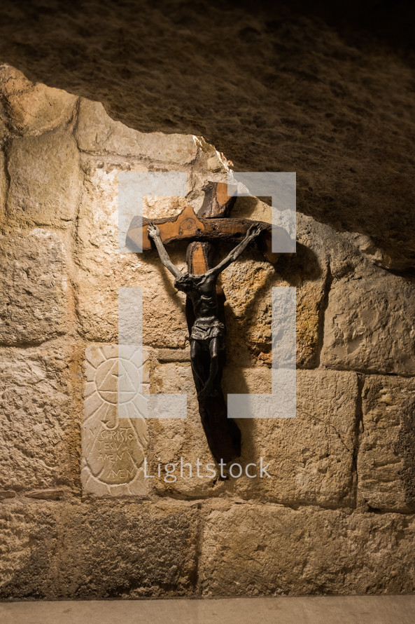 crucifix on a wall 