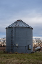 Metal silo on farm