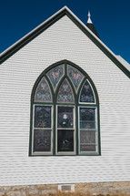 Stained glass window in small church