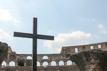 cross in the Colosseum in Rome 