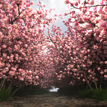 forest of pink blossoms 