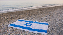 Flag of Israel outdoor on the beach