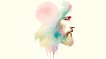The Face of Christ in watercolor 