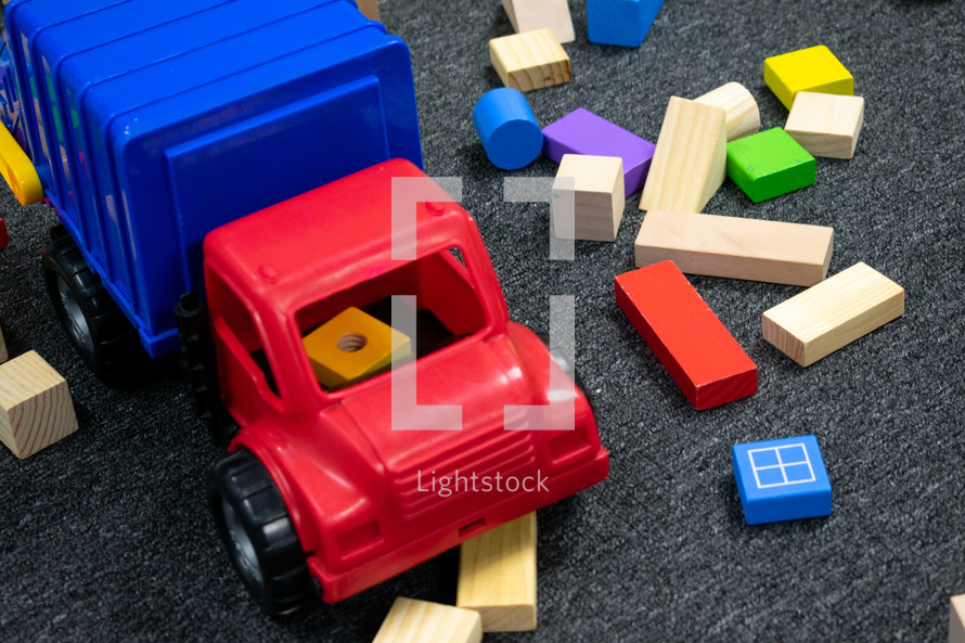 toy truck and blocks 