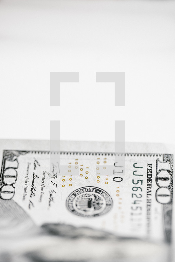 $100 dollar bill closeup 