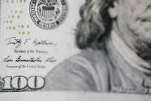 one hundred dollar bill closeup 