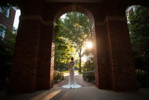 bride under an arch 
