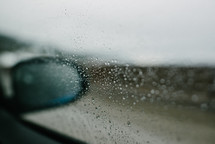 rain drops on a car window 