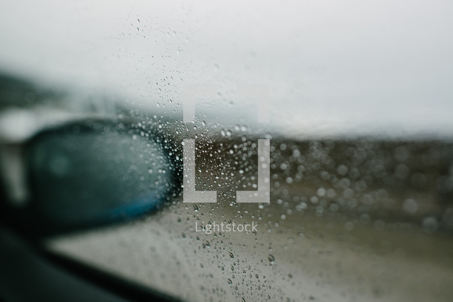 rain drops on a car window 