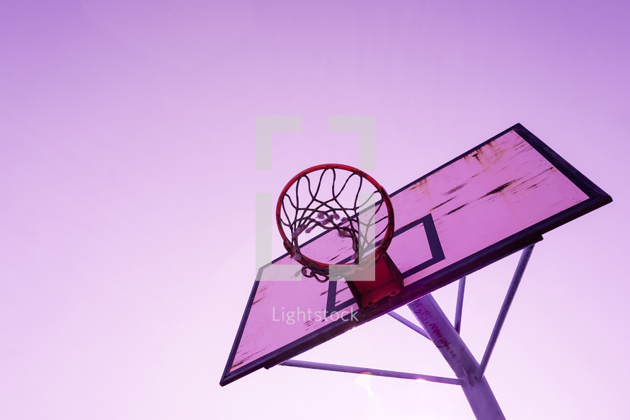old abandoned street basketball hoop, sports equipment