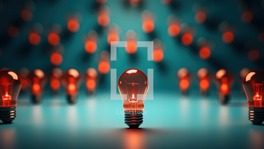 Idea concept with light bulb on blue background.