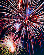 fireworks, bursting, night sky, celebration, fourth of july, Independence day 
