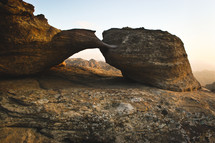 An arched rock formation.