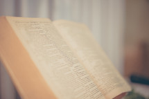 blurry image of pages in an open Bible 