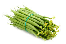 Fresh French Green Beans on white background