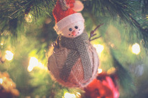 burlap snowman ornament 