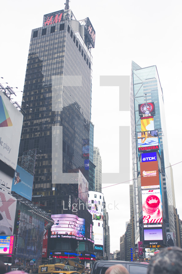 skyscrapers on billboards in Times Square 
