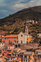 homes built into a mountainside 