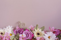 flower border on a pink background 