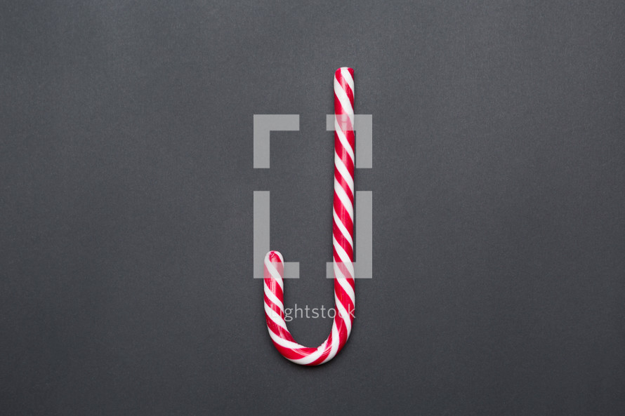 candy cane on a gray background 