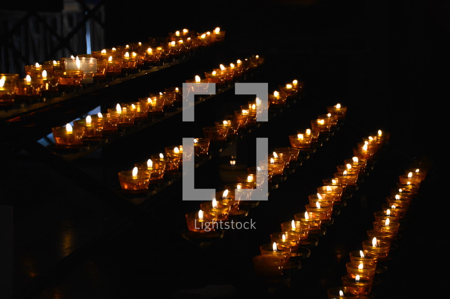 vigil candles in a Catholic Church 