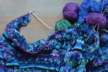 wool and a piece of knitting