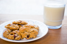 cranberry cookies and milk 