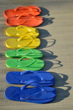 rainbow of flip-flops
