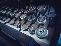 the keyboard of an old typewriter