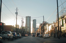 power lines over a downtown street 