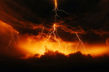 The Wrath of God. Lightning in the sky. Thunderstorm