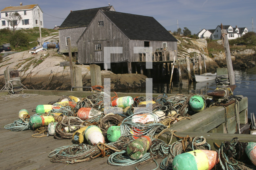 ropes and buoys on a dock 