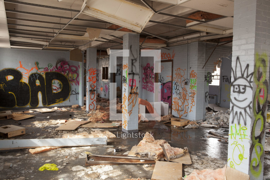 graffiti in an abandoned building 