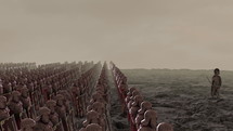 Roman Legion Standing in Battle Formation and Ready for War