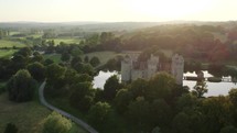 Time Lapse View Of The Moated Medieval Bodiam Castle Drone