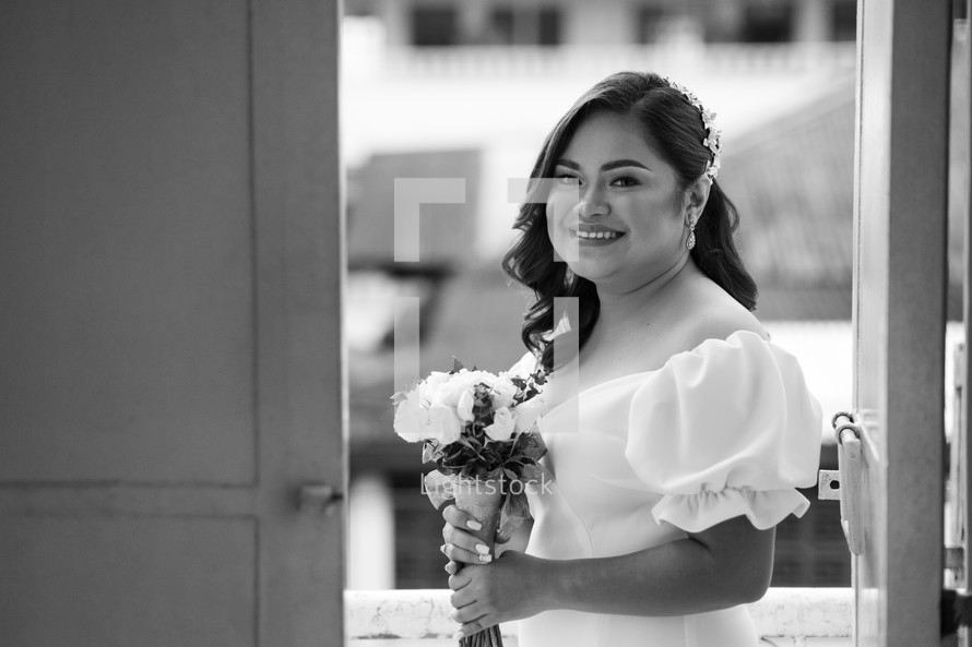 portrait of a smiling bride 