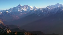 Cinematic scenic flight Mt Everest Lost Himalayas mountain range Nepal Kathmandu