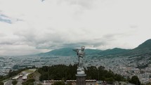 Aerial of the Virgin in El Panecillo, Quito, Ecuador