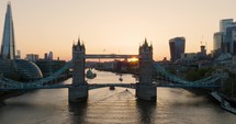 Epic Aerial View Of London Skyline With Setting Sun In Summer