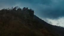 Medieval fortress silhouette on a stormy weather. Time lapse. No birds. This medieval fortress was the source of inspiration for the novel "The Carpathian Castle" by french author, Jules Verne.
