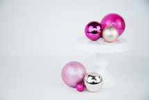 pink, fuchsia, silver, gold, ornaments for Christmas 