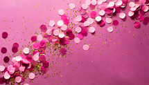 Pink party confetti and glitter