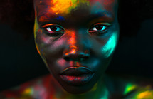 AI Generated Image. Powder painted face of the African woman
