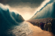 Children of Israel Israelites Crossing the Red Sea on Dry Land Large