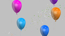 Confetti and Balloons Party on a Transparent Background